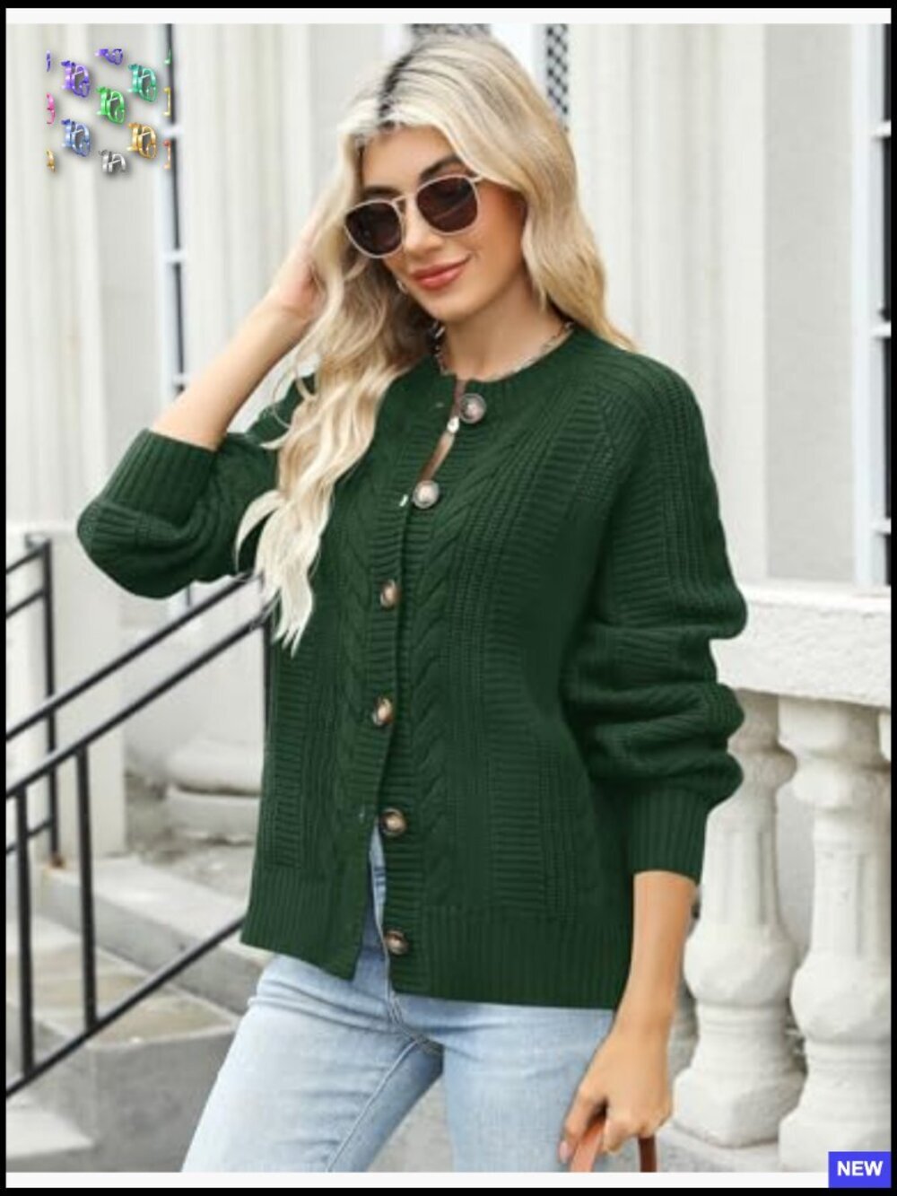 Cable Knit Cardigan Open Front Sweater Casual Long Sleeve Button Outerwear - Picture 3 of 7
